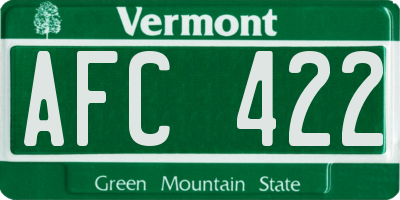 VT license plate AFC422
