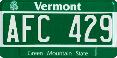 VT license plate AFC429