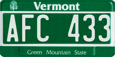 VT license plate AFC433