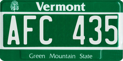 VT license plate AFC435