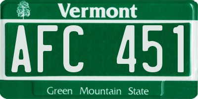 VT license plate AFC451