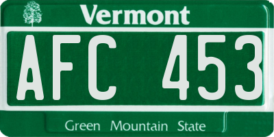 VT license plate AFC453