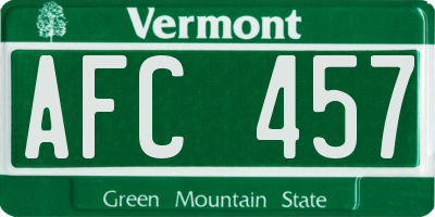 VT license plate AFC457