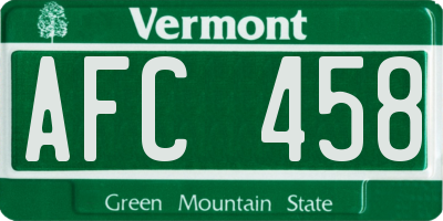 VT license plate AFC458