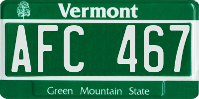 VT license plate AFC467