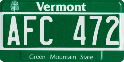 VT license plate AFC472