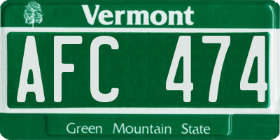 VT license plate AFC474