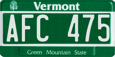 VT license plate AFC475
