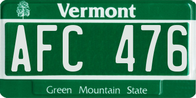 VT license plate AFC476