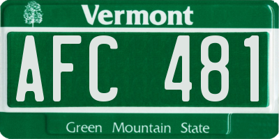 VT license plate AFC481