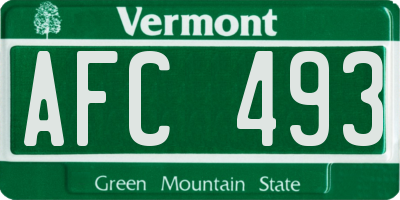 VT license plate AFC493