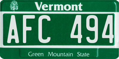 VT license plate AFC494