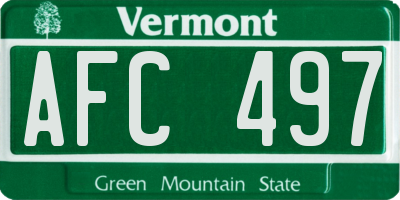 VT license plate AFC497