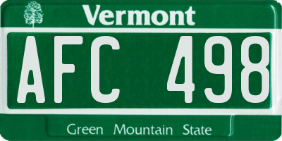 VT license plate AFC498