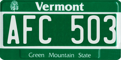 VT license plate AFC503