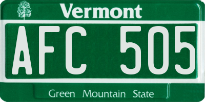VT license plate AFC505