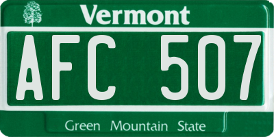 VT license plate AFC507