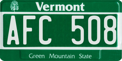 VT license plate AFC508
