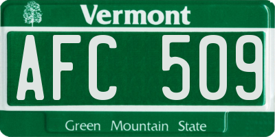 VT license plate AFC509