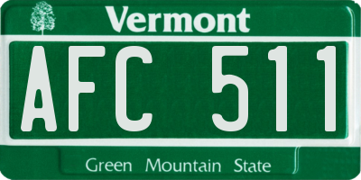 VT license plate AFC511