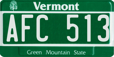 VT license plate AFC513