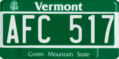 VT license plate AFC517