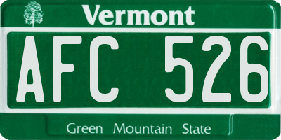 VT license plate AFC526