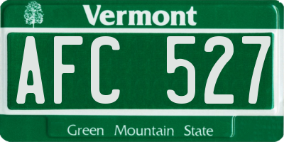 VT license plate AFC527