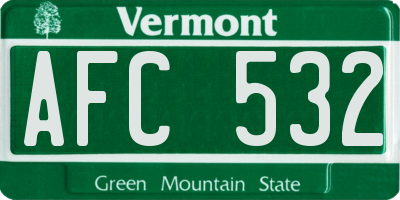 VT license plate AFC532