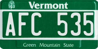 VT license plate AFC535