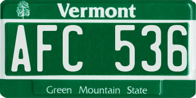 VT license plate AFC536