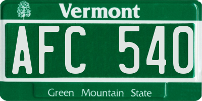 VT license plate AFC540