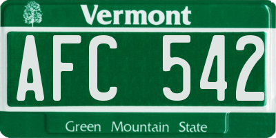 VT license plate AFC542