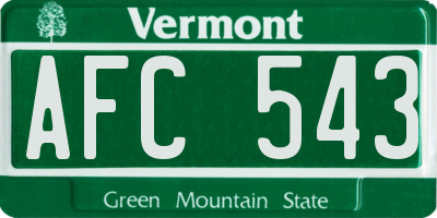 VT license plate AFC543