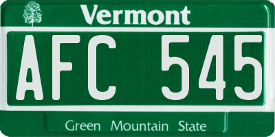 VT license plate AFC545