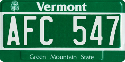 VT license plate AFC547