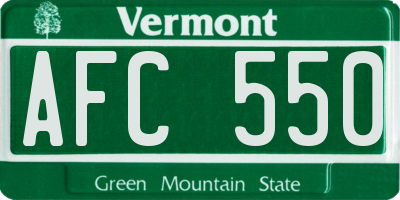 VT license plate AFC550