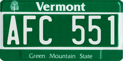 VT license plate AFC551