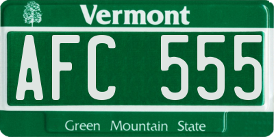 VT license plate AFC555