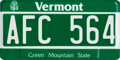 VT license plate AFC564