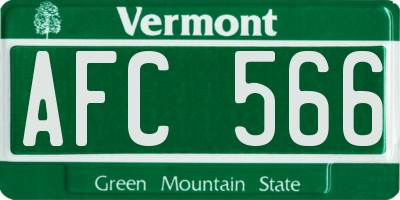 VT license plate AFC566