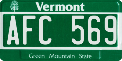 VT license plate AFC569