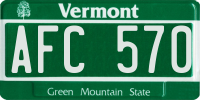 VT license plate AFC570