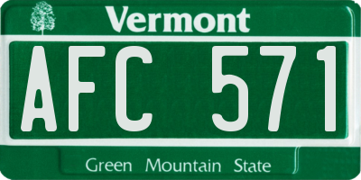 VT license plate AFC571