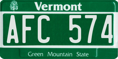 VT license plate AFC574