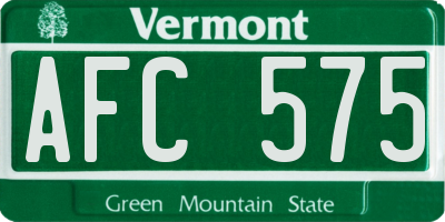 VT license plate AFC575