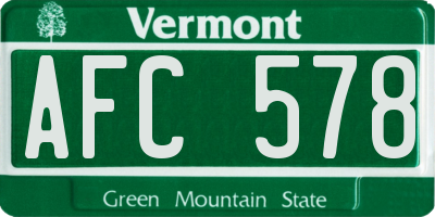VT license plate AFC578