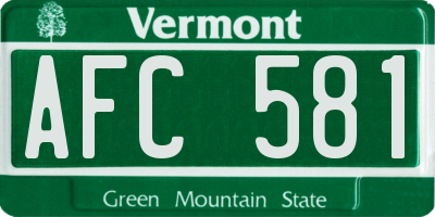 VT license plate AFC581