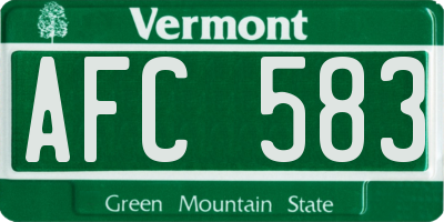 VT license plate AFC583