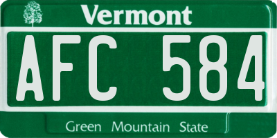VT license plate AFC584